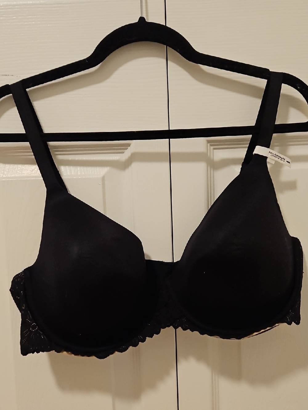 aerie Real Sunnie Black Lace-Trim T-Shirt Bra